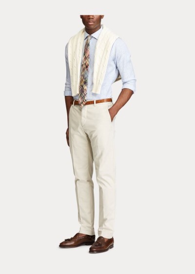 Pantalones Chinos Polo Ralph Lauren Hombre Creme - Polo Stretch - AVGYX0135